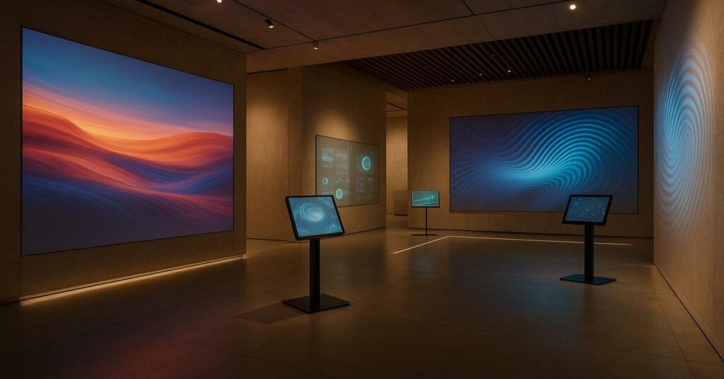 Espace exposition immersive moderne