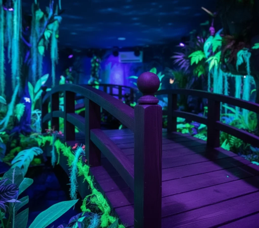 Décor lumineux de plantes fluorescentes en extérieur
