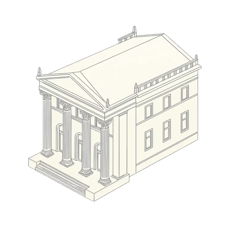 Facade de musée avec des salles acueillant des expositions.