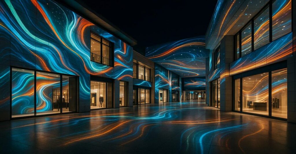 Centre commercial mapping lumineux