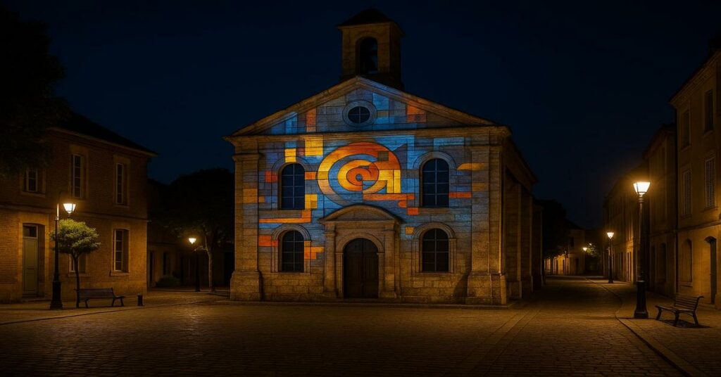 Projection lumineuse sur bâtiment patrimonial
