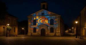 Projection lumineuse sur bâtiment patrimonial