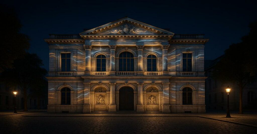 Façade historique illuminée nuit