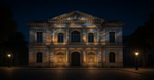 Façade historique illuminée nuit