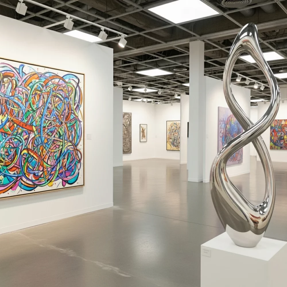 Une exposition dans une galerie privé avec une scénographie soignée