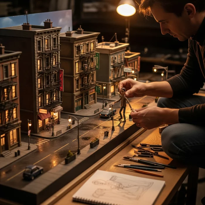 cinema Un décor de cinéma pour un film d'animation en stop motion