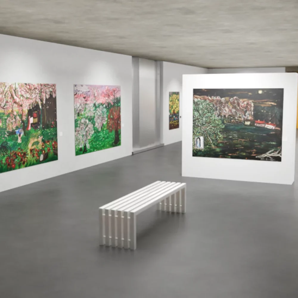 Une expositions de tableaux colorés dans un musée des beaux arts