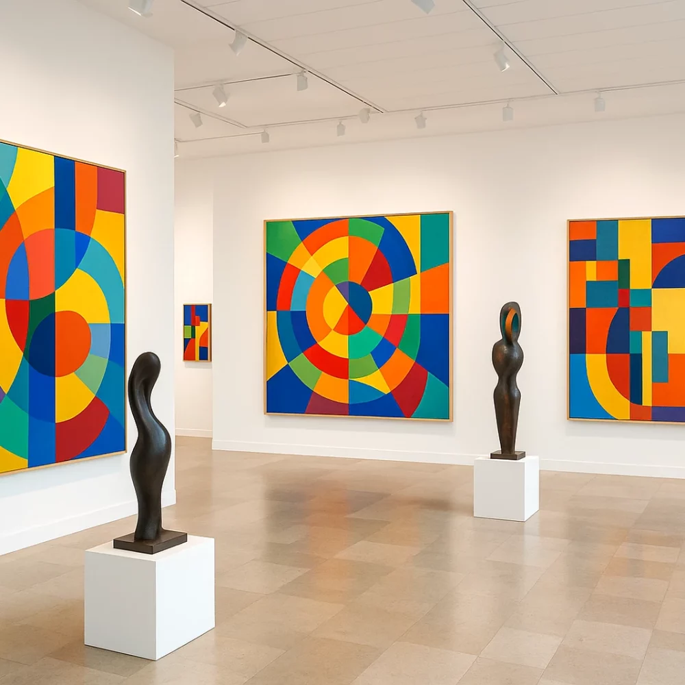 Une exposition de tableaux colorés dans un musée des beaux arts