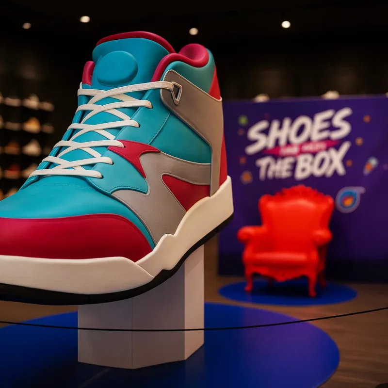 Une scénographie pour des chaussures dans un magasin